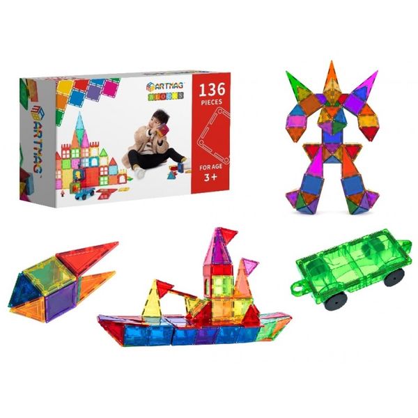 Artmag Elite 3D Magnetic Tiles - 136pc Set