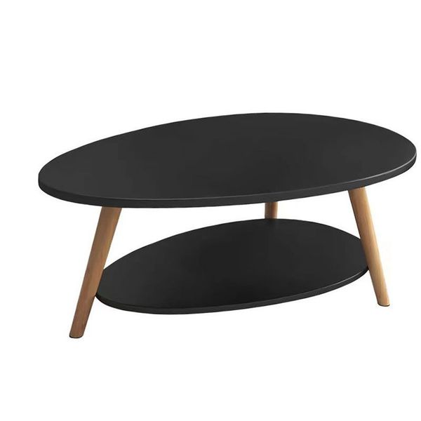 2 Tier Oval Shape Wooden Coffee Table