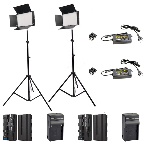 Trade Kite Pack of 2 -Rechargeable Studio LED Light Kit with Stand, Battery