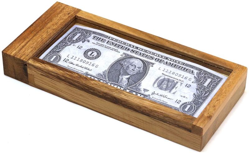 The Heist: Wooden Puzzle Box Gift Holder with Hidden Compartment