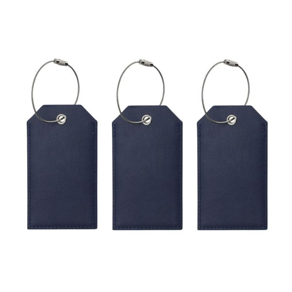 Leather Lightweight Luggage Travel Name Tags - 3 Pack