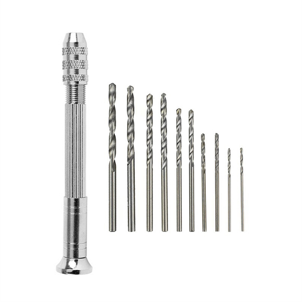 11Pcs Hand Twist Drill Set 0.5-2.0mm Woodworking Hand Punch Tool Hardware C