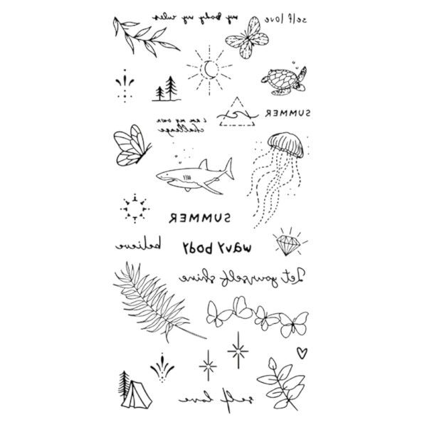 4 Piece - Expressive Nature Temporary Tattoo - Black