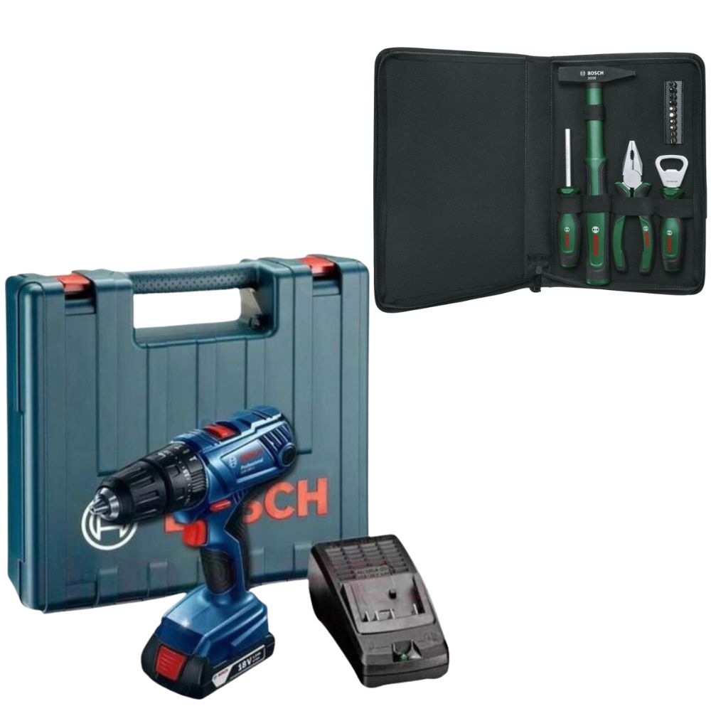 Bosch - GSB180-LI Cordless Drill with 14Pc - Easy Starter Hand Tool Set