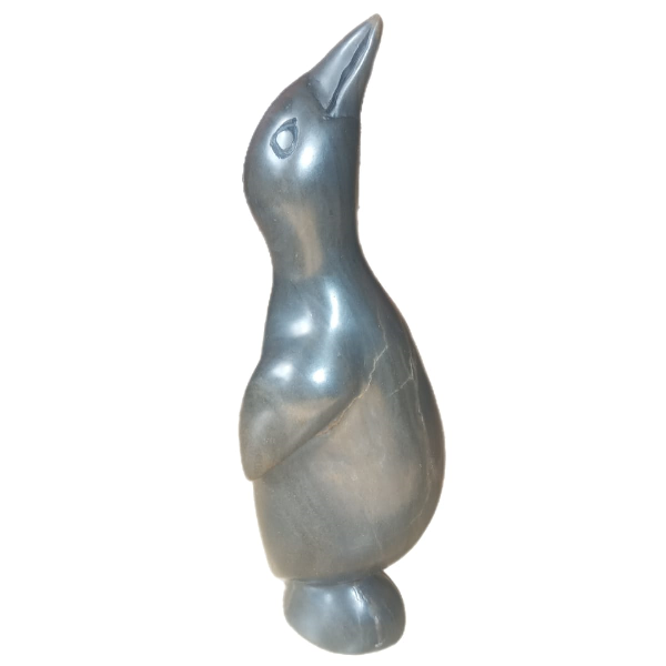 Kitro Natural Stone Grey Tabletop Penguin Sculpture 19cm
