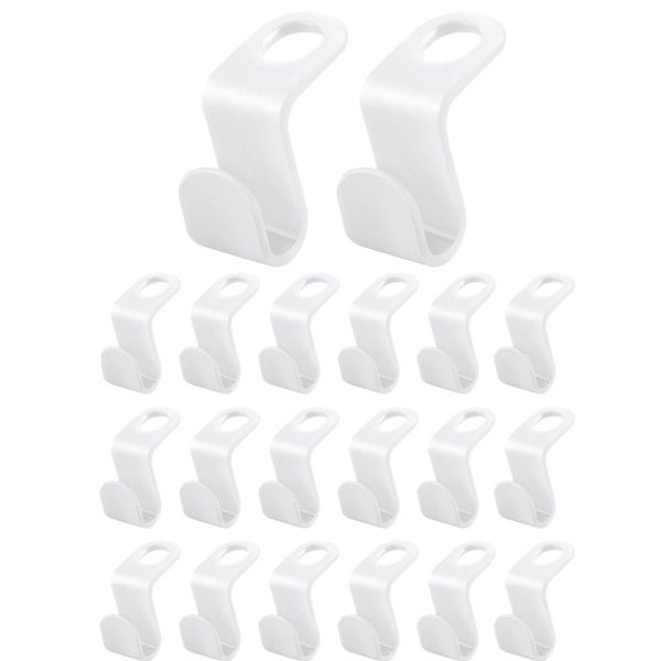 50 Pack Space Saving Hanger Hooks and Clips for Plastic Hangers (White)