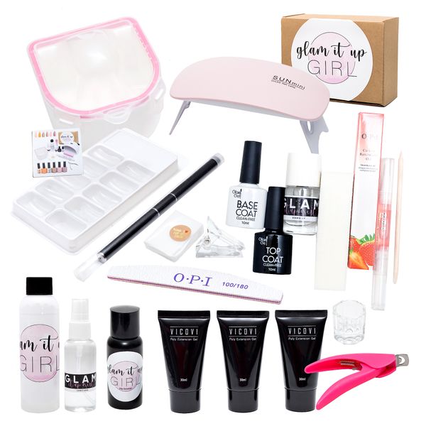 High Quality/UV/LED Glam Gel/Polygel Starter &amp; Soak Off Kit - Set of 21
