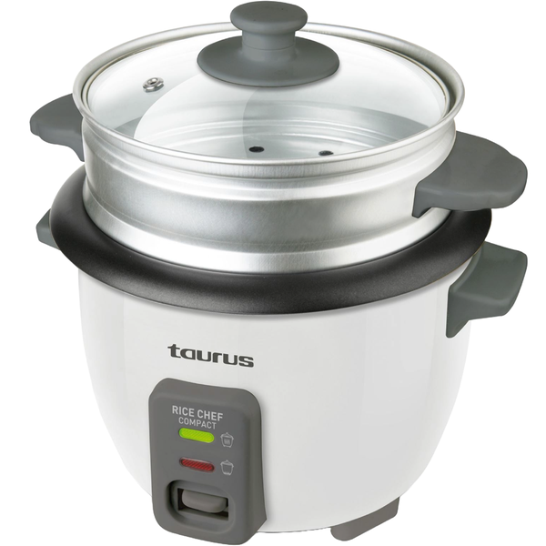 Taurus Rice Cooker With Glass Lid Plastic White 600ml 300W Rice Chef