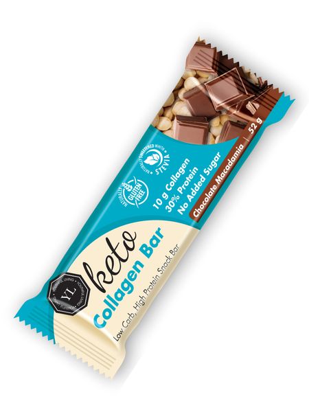 Youthful - Living - Keto Collagen Bars - Chocolate Macadamia - 52g x 12 bars