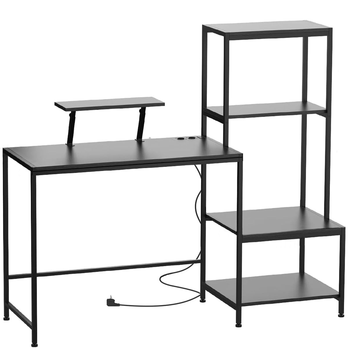 Work Desk with Stand Home Office Table Computer Desk Charging Outlets