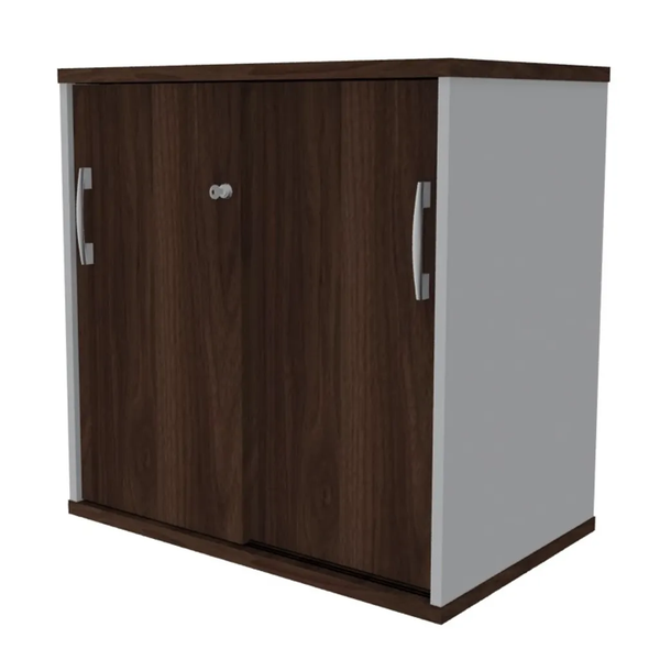 Express Sliding Door Credenza- Marmara Walnut/Folkstone Grey