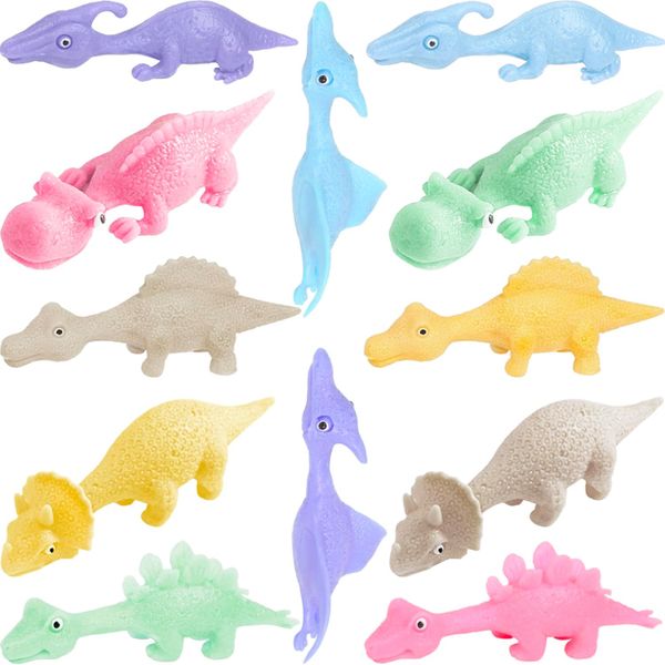 12Pcs Slingshot Dinosaur Finger Toys Sticky Party Favors - 12 Piece