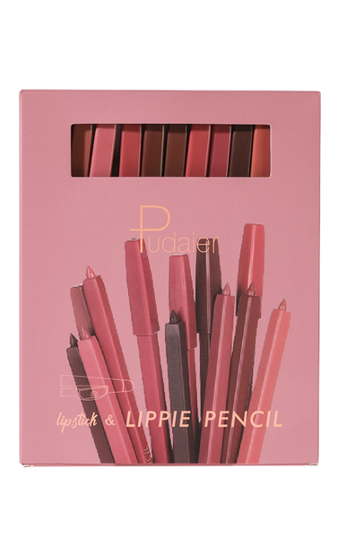 12-Piece Pudaier Nude Shades Lipstick and Lippie Pencil