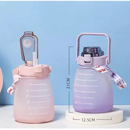 Travelwant 1400ml Water Bottles with Straw, Kawaii Water Bottles, Cute Water Bottles Modern Water Jug, Women/Teen Girl/School, Pink