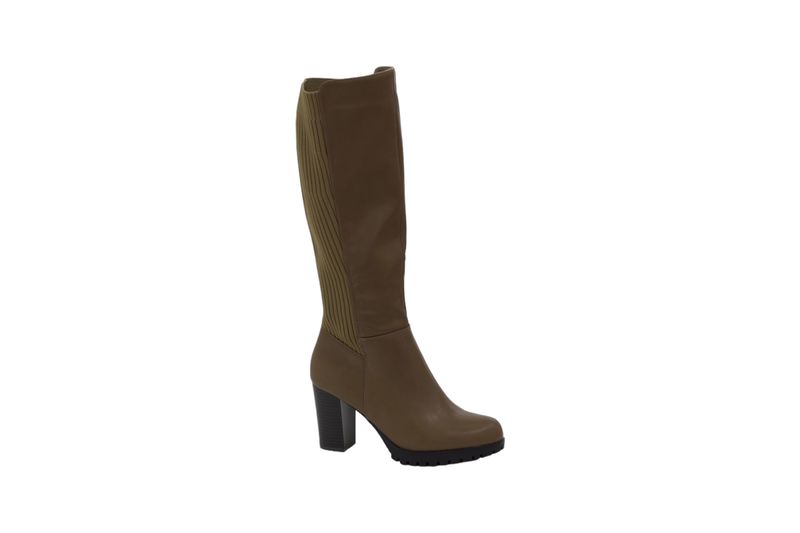 LaMara Paris Yahira Knee High with Sock Mat Boots 8cm Heel - Taupe