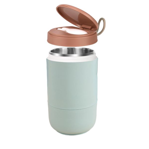 730ML Double Sealed Food Container with Folding Spoon for Adult and Kids
