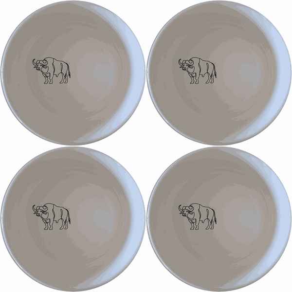 African Buffalo Silhouette Bowl Set of 4 - Range 3