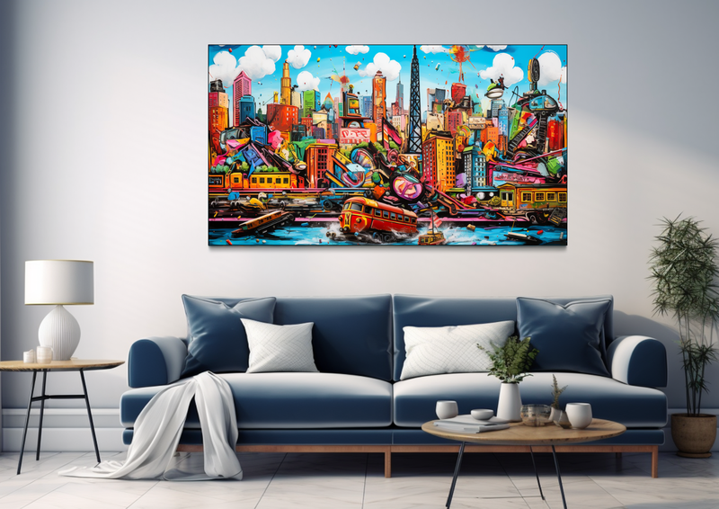 Canvas Wall Art - Whimsical Cityscape Abstract - BK0306