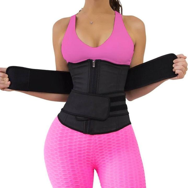 iMbali Double Strap Waist Shaper with Zip - Black