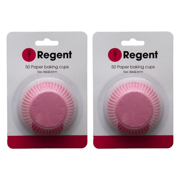 Regent Cake Cups Plain Pink - 50X32.5mm 2 Pack 100 Pieces