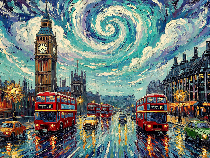 Modern Canvas Wall Art Home Decor - London Rain