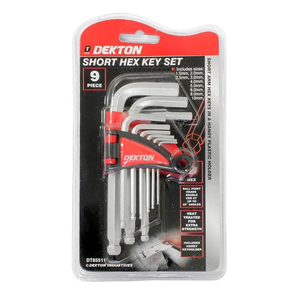 Dekton 9 Piece Ball End Short Hex Key Set