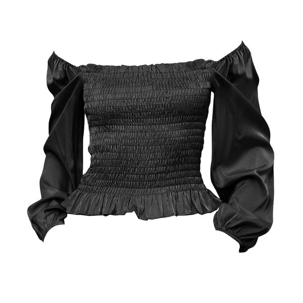 Womens Blouses Square Collar Chiffon Solid Color Long Cuffed Sleeve
