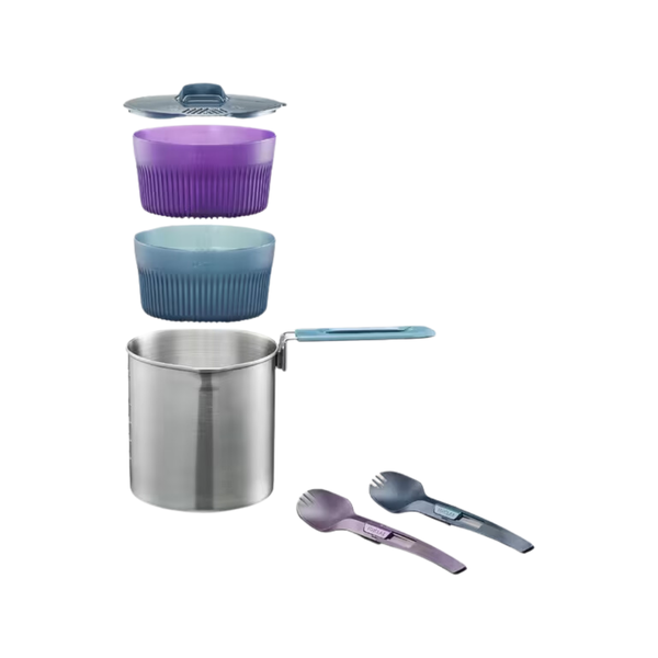 Forclaz Stainless Steel Trekking Cookset - 2-Person - MT500