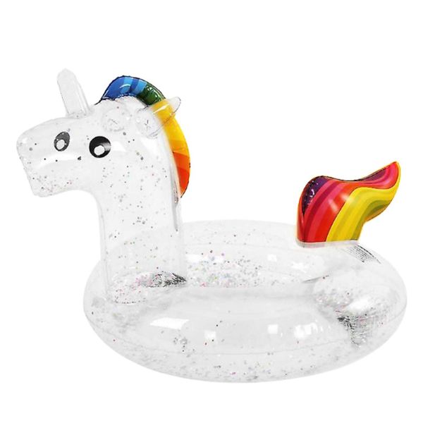70cm Transparent With Glitter Inflatable Swim Ring Pool Floatie - Unicorn