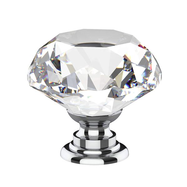 Cone Knob, Crystal, Chrome Plated Base, 40mm Pack of 4