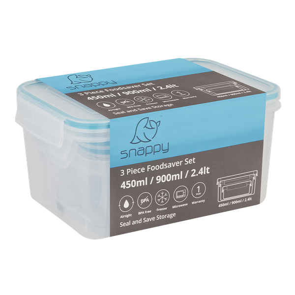 Snappy - Rectangular Promotional Food Storage Container Set - 3 Piece