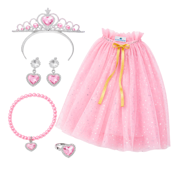 Pink Princess Dress-Up Cape &amp; Accessories Set for Kids