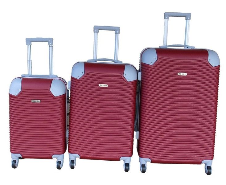 ABS Hardside Spinner Luggage Set - Burgundy Red with Silver Accents - 3-Piece