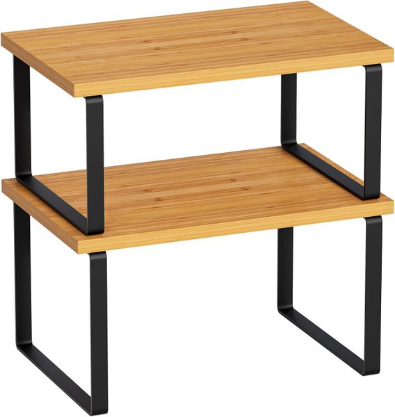 Kitchen Cabinet Organizer Shelf, Set of 2 Stackable Counter Shelves