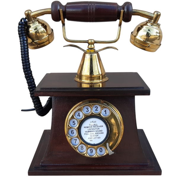 Brass and Wood Retro Telephone