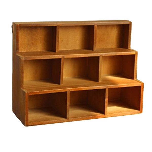 Decor Wooden Box Diplay With 9 Grids Shelves 38cm