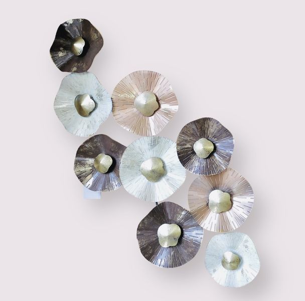 Brown, Gold Metal Floral Wall Art