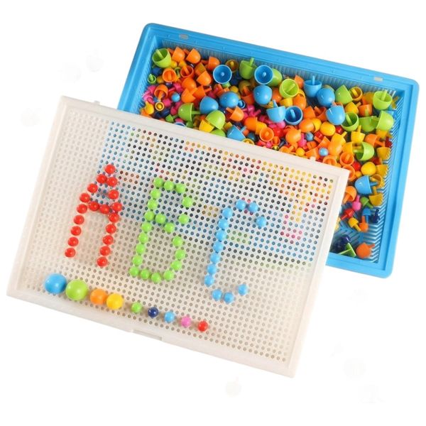 296 Piece - Mushroom Nail Puzzle Pegboard Set - Multicolour