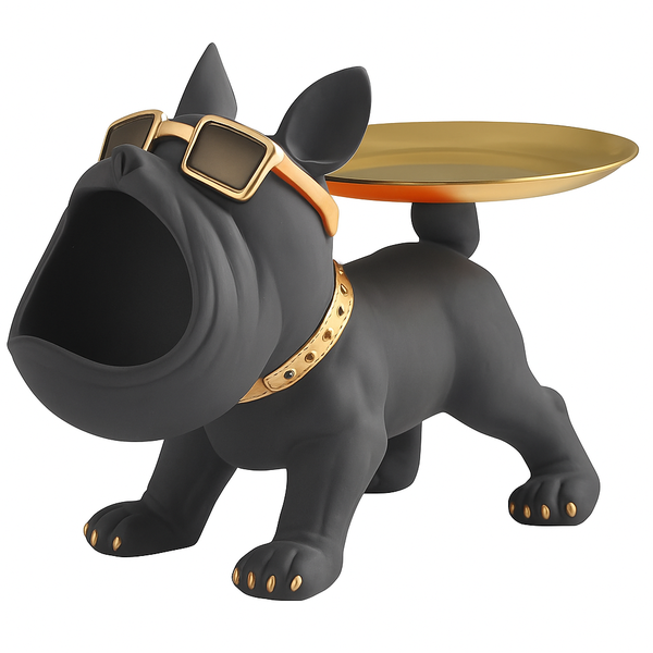 Resin Dog Figurine with Storage Tray
