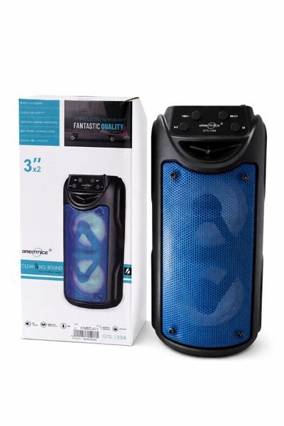Greatnice GTS-1558 Portable Bluetooth Speaker 3" x2 with LED Lights