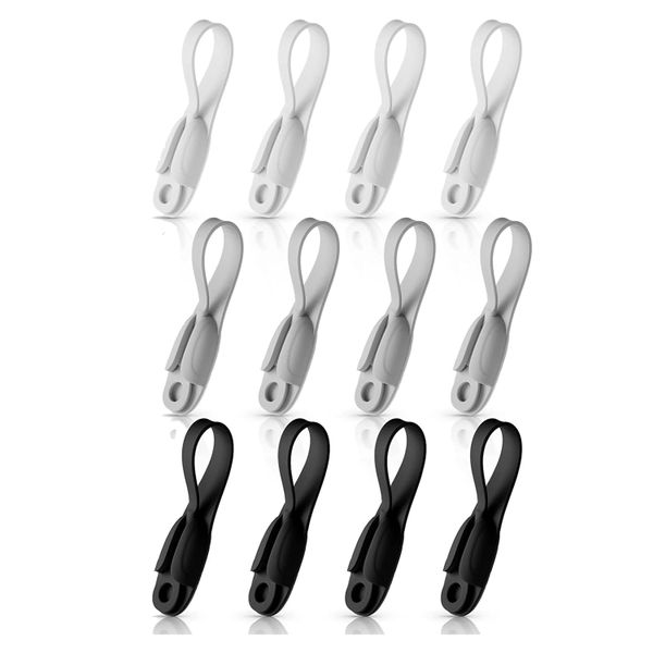 12 Pcs Cord Bundlers Cord Organizer (Black White Gray)
