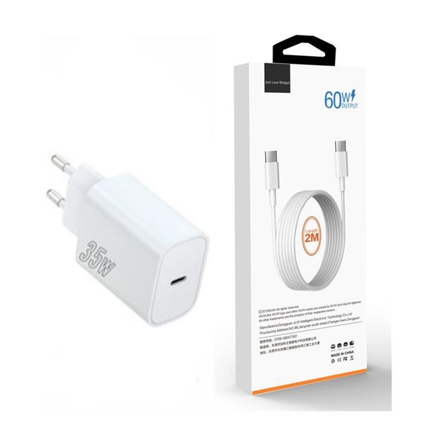 35W USB Type C Fast Charging Adapter with 60W Type C 2M Cable For Phone