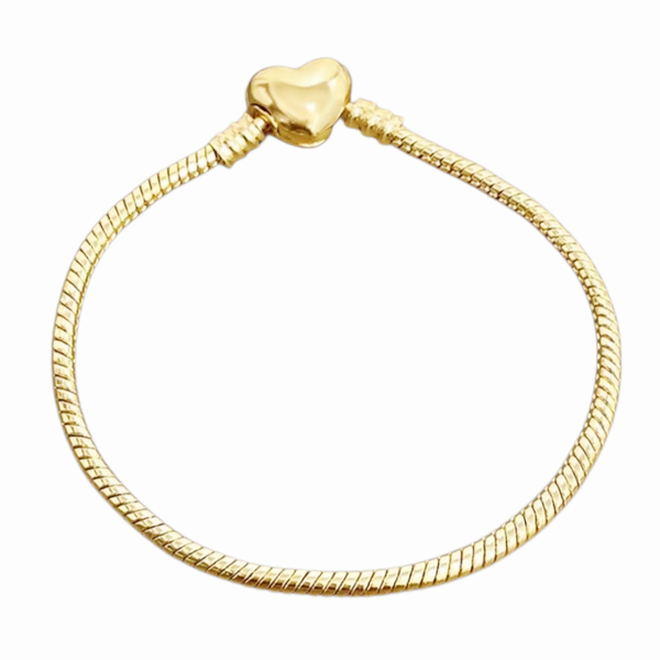 Gold-Plated Snake Bone Heart Buckle Charm Bracelet