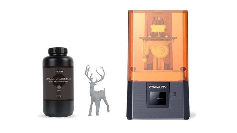 Creality Halot R6 Resin 3D Printer And Water Washable Resin 1Kg Grey Bundle
