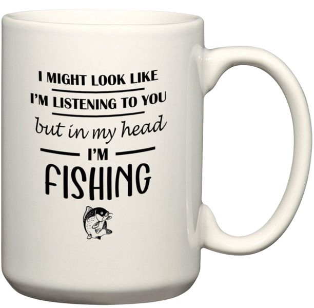 In My Head I'm Thinking About Fishing Gift Coffee Mug