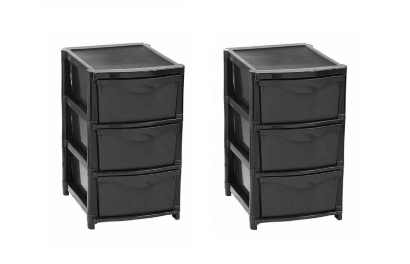Contour Black Polypropylene Unassembled Drawer Unit - Two units