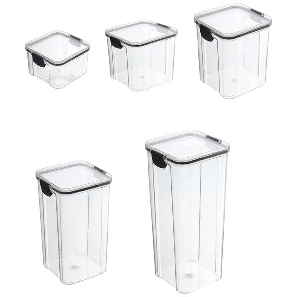 Airtight Food Storage Containers Set - Transparent - 5-Pack