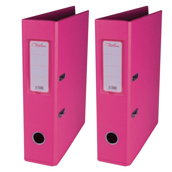 Hot Pink PVC 70mm A4 PVC Lever Arch File - Pack of 2