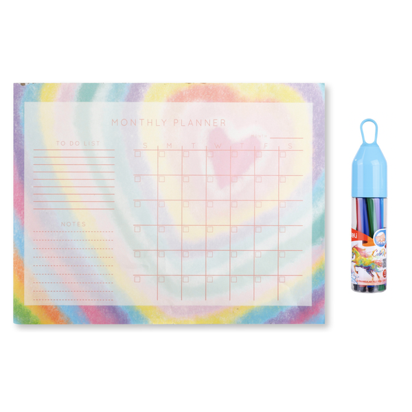A3 Undated Monthly Planner Desk Pad with 12 Felt Tip Pens