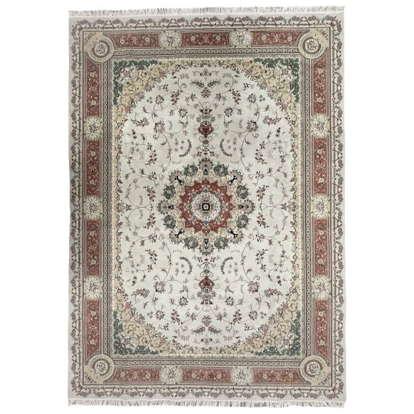 350 x 250cm Persian Medallion Persian Design Peach,Cream Machine Made Rug